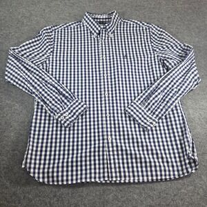 Brooks Brothers Red Fleece Mens XL Gingham Check Button Down Shirt Navy White